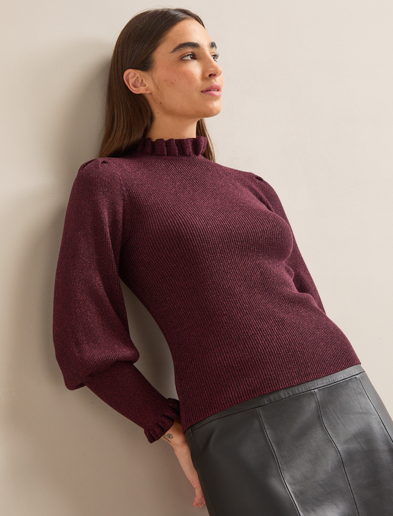 Judy Lurex Jumper - Burgundy