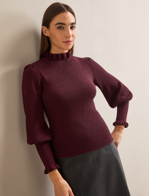 Judy Lurex Jumper - Burgundy