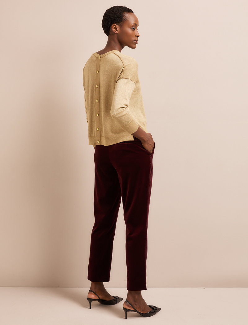 Lainey Lurex Jumper - Pale Gold