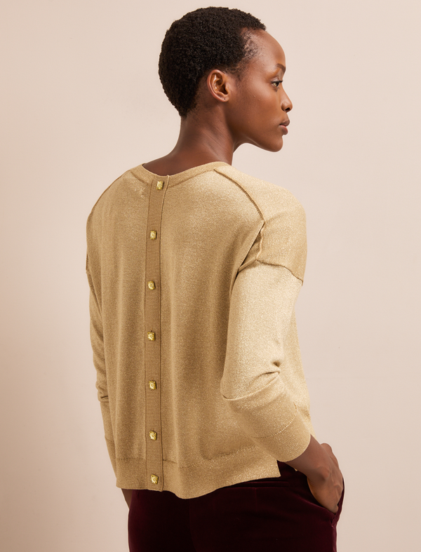 Lainey Lurex Jumper - Pale Gold