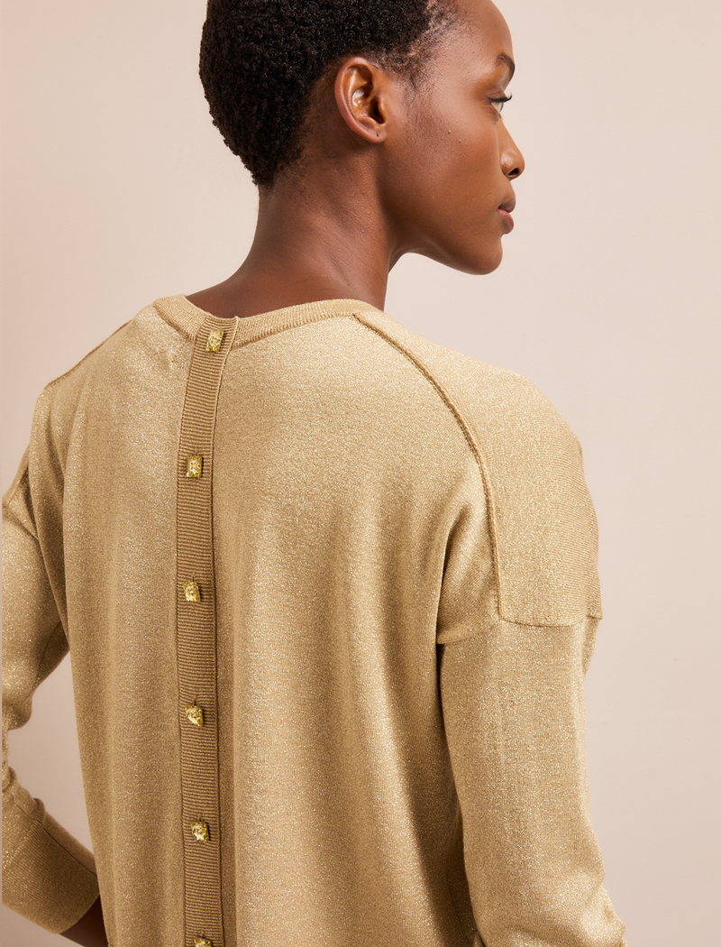 Lainey Lurex Jumper - Pale Gold