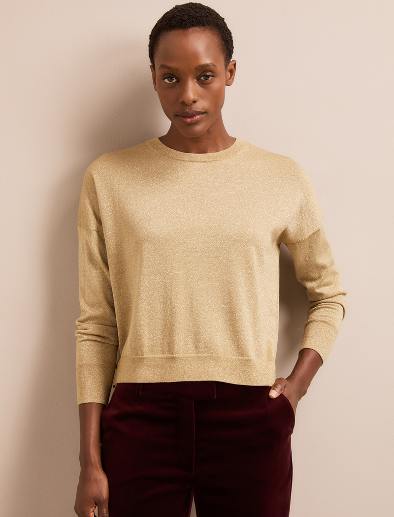 Lainey Lurex Jumper - Pale Gold