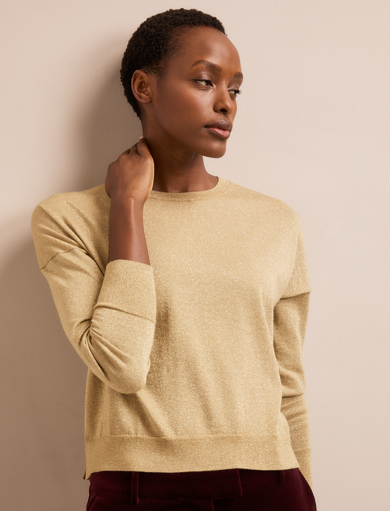 Lainey Lurex Jumper - Pale Gold