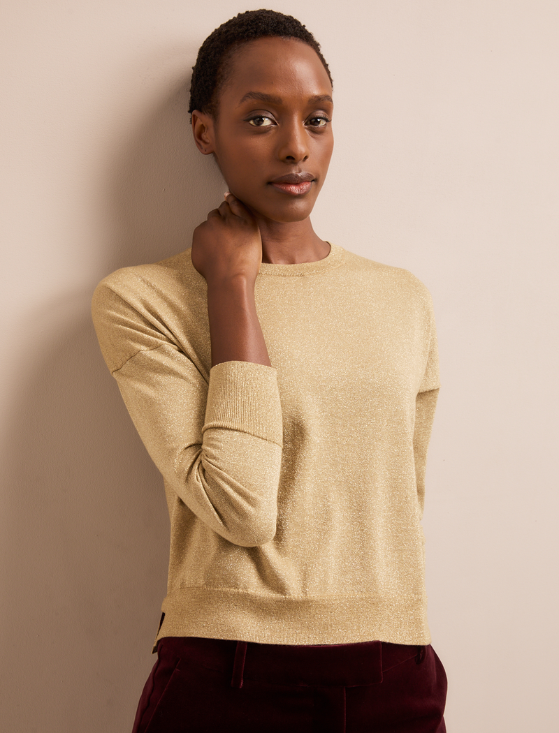 Lainey Lurex Jumper - Pale Gold