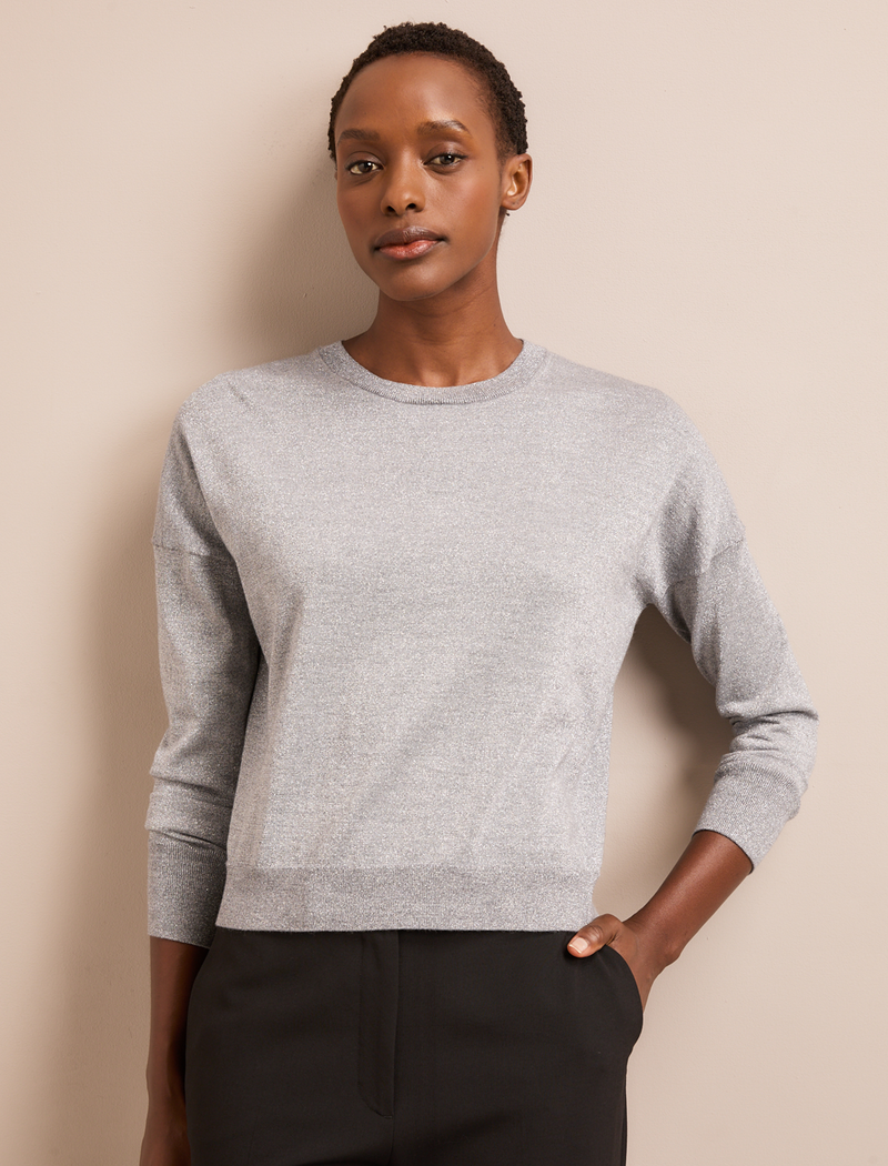 Lainey Lurex Jumper - Silver
