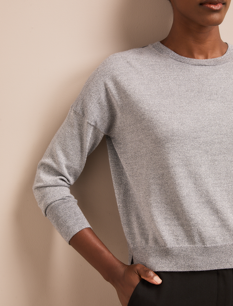 Lainey Lurex Jumper - Silver