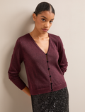 Vinnie Metallic V-Neck Cardigan - Burgundy