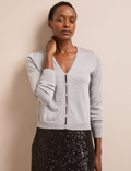 Vinnie Metallic V-Neck Cardigan - Silver
