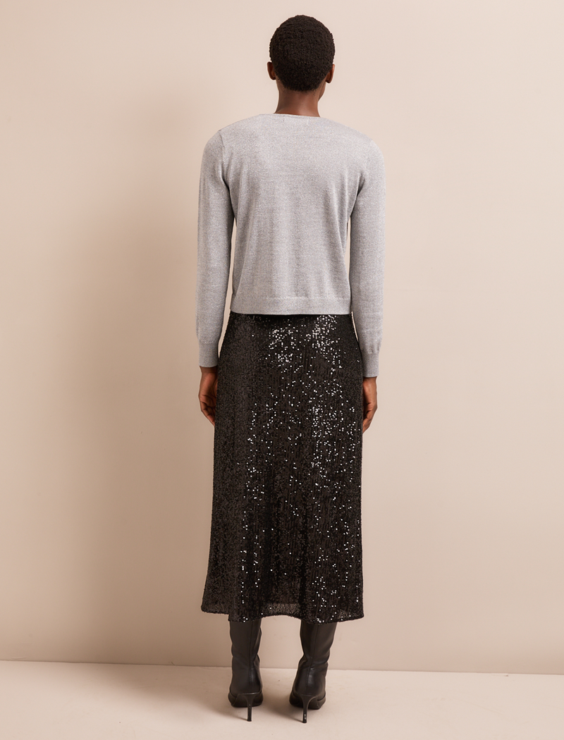 Vinnie Metallic V-Neck Cardigan - Silver