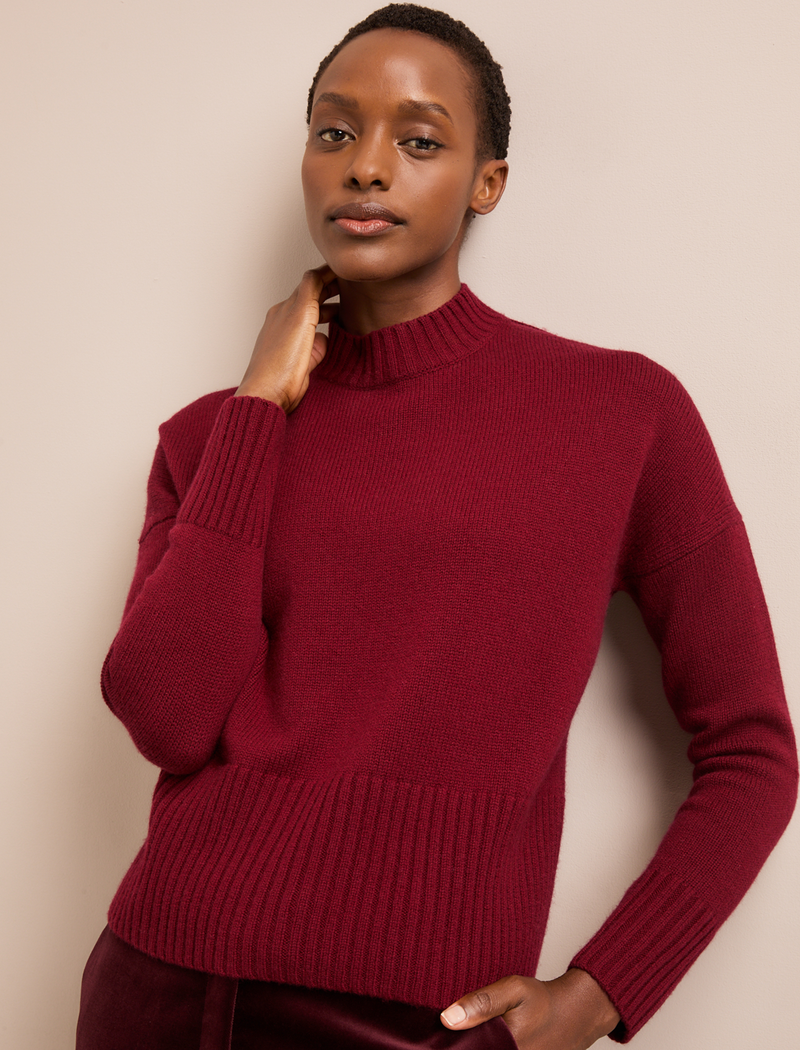 Jasper Cashmere Blend Jumper - Burgundy