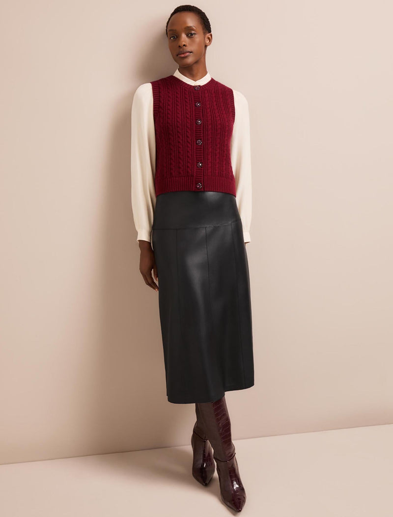 Meryl Cashmere Blend Cable Knit - Burgundy