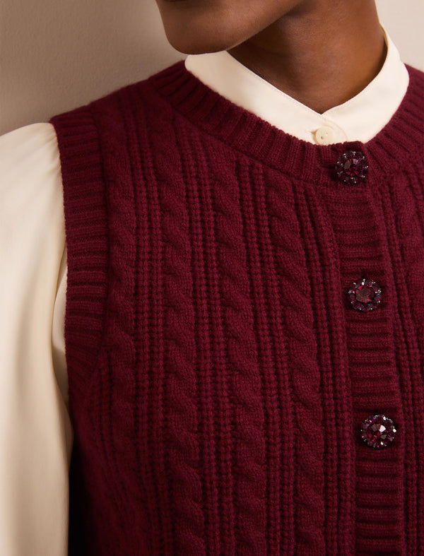 Meryl Cashmere Blend Cable Knit - Burgundy