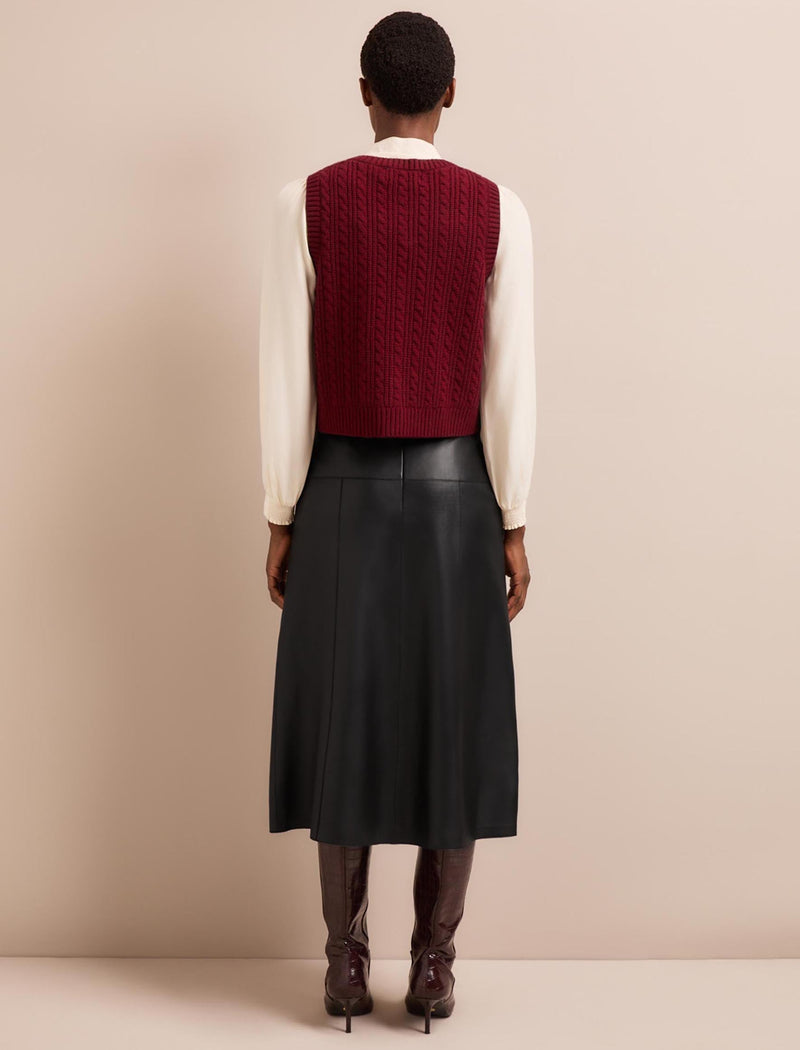 Meryl Cashmere Blend Cable Knit - Burgundy