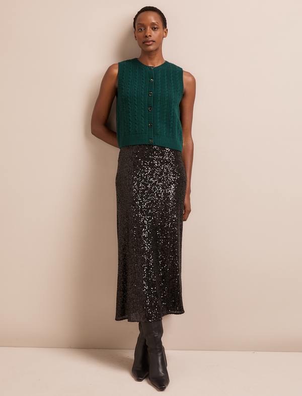 Meryl Cashmere Blend Cable Knit - Dark Green