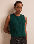 Meryl Cashmere Blend Cable Knit - Dark Green