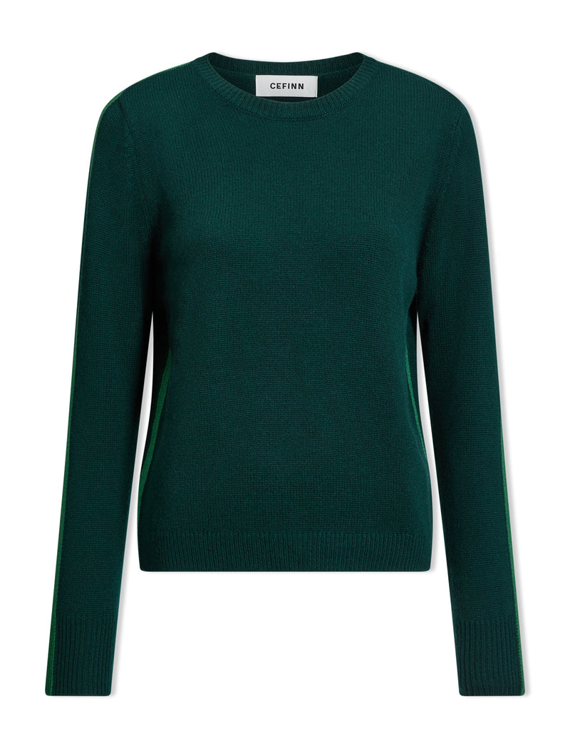 Romi Cashmere Blend Jumper - Dark Green Mid Green