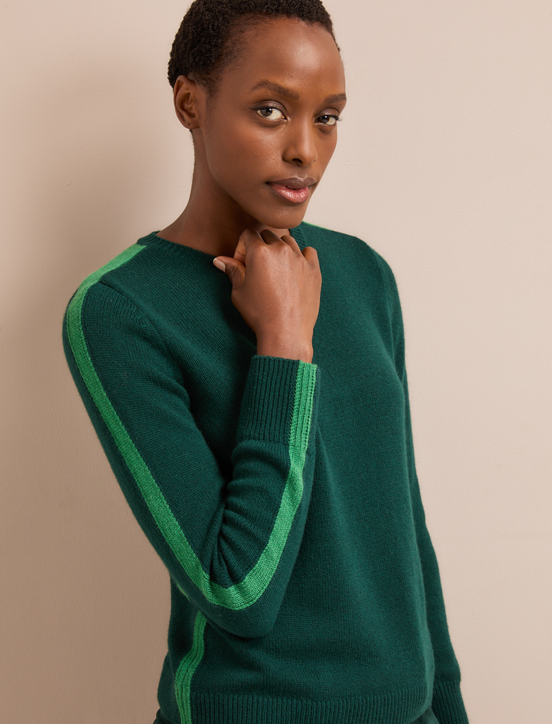 Romi Cashmere Blend Jumper - Dark Green Mid Green
