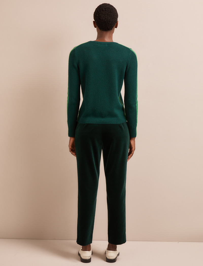 Romi Cashmere Blend Jumper - Dark Green Mid Green