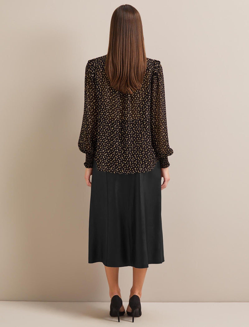 Stella Fil Coupé Blouse - Black Cream Polka Dot Print