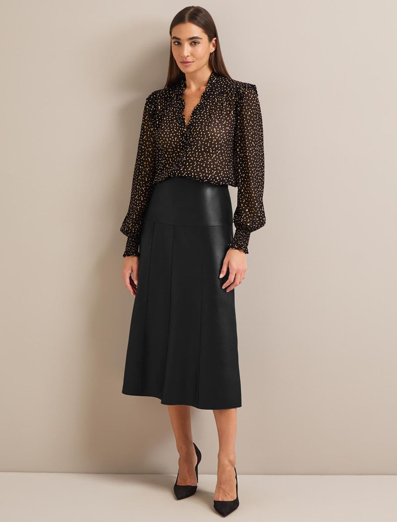 Stella Fil Coupé Blouse - Black Cream Polka Dot Print