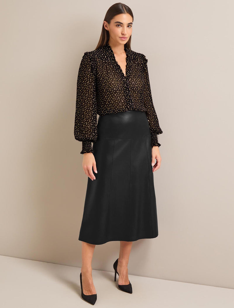 Stella Fil Coupé Blouse - Black Cream Polka Dot Print