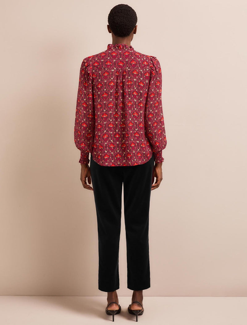 Stella Fil Coupé Blouse - Rust Burgundy Carnation Print