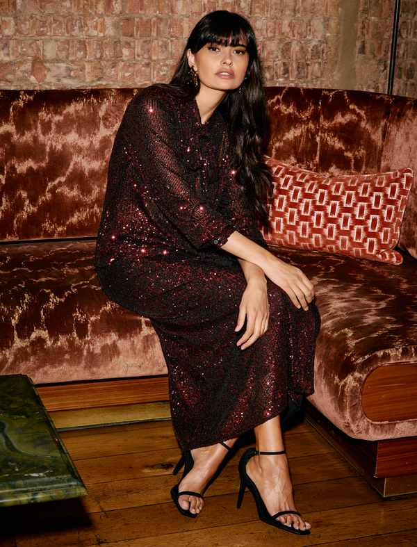 Elara Sequin Blouse - Burgundy