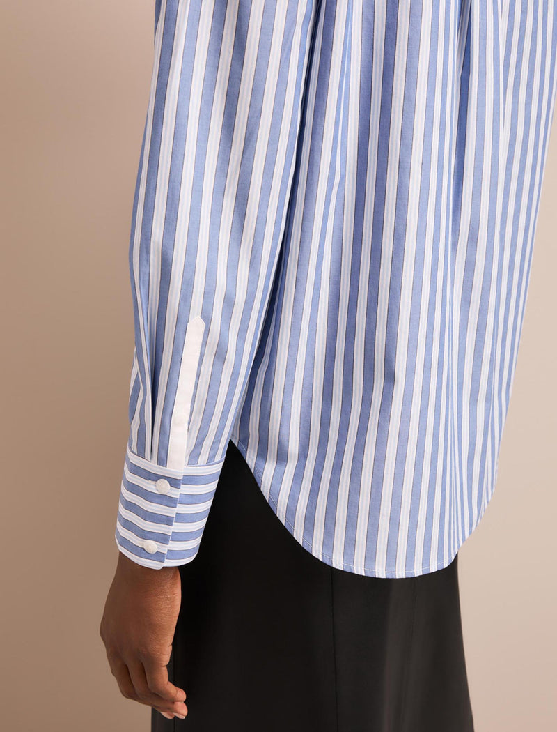 Sefton Cotton Shirt - Blue White Stripe