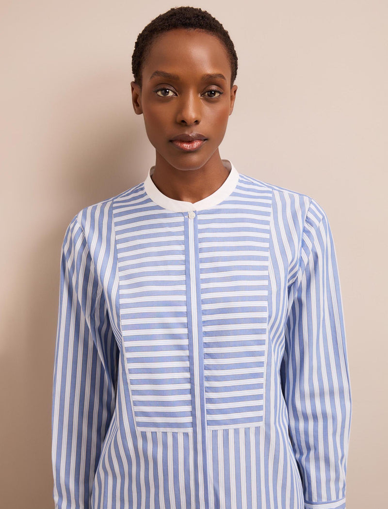 Sefton Cotton Shirt - Blue White Stripe