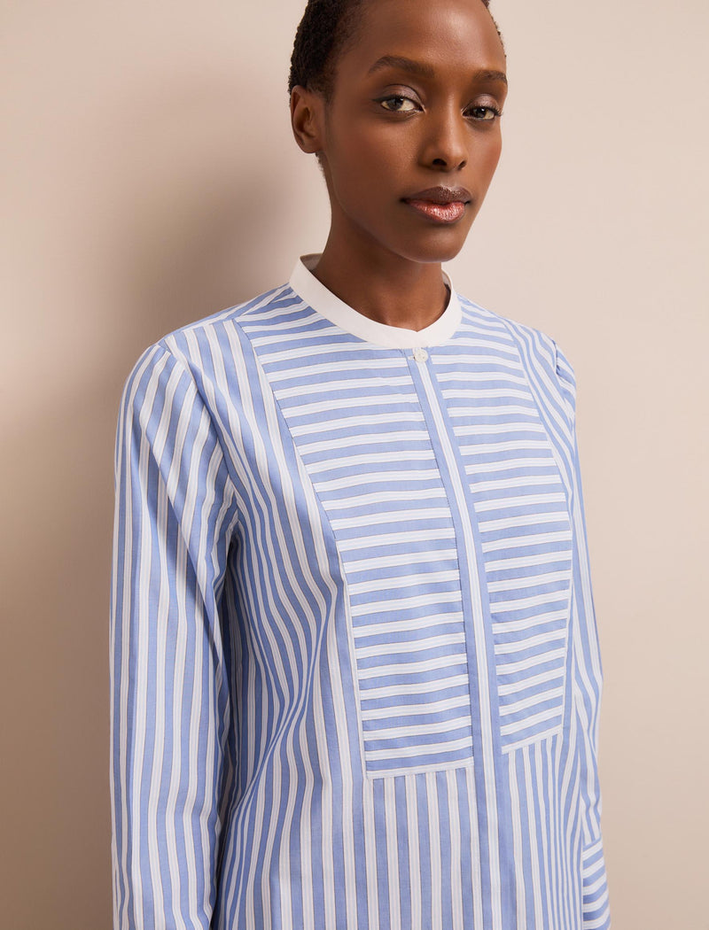 Sefton Cotton Shirt - Blue White Stripe