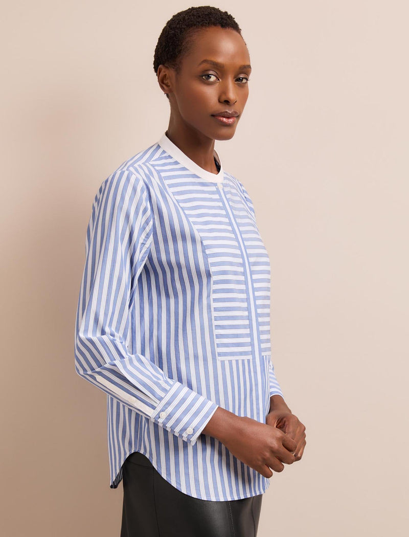 Sefton Cotton Shirt - Blue White Stripe