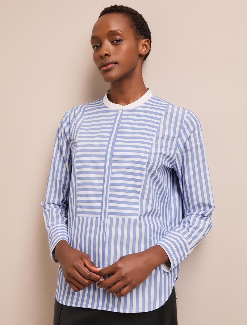 Sefton Cotton Shirt - Blue White Stripe