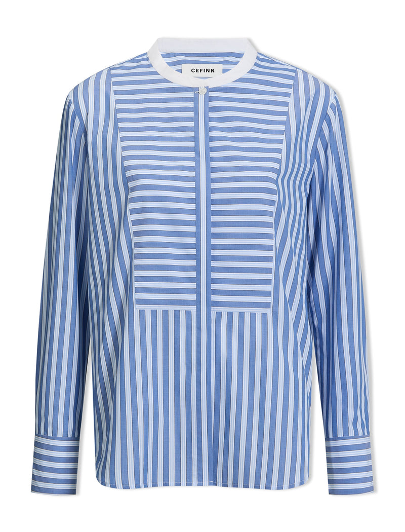 Sefton Cotton Shirt - Blue White Stripe