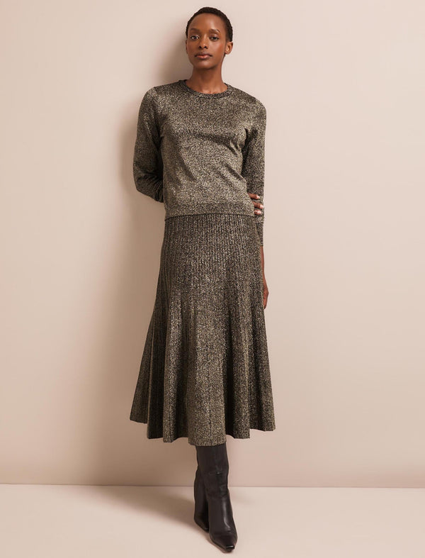 Colette Lurex Maxi Skirt - Dark Gold