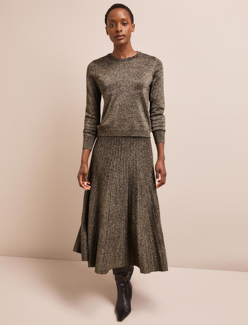 Colette Lurex Maxi Skirt - Dark Gold