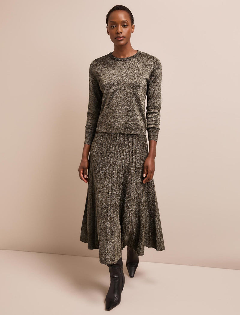 Colette Lurex Maxi Skirt - Dark Gold