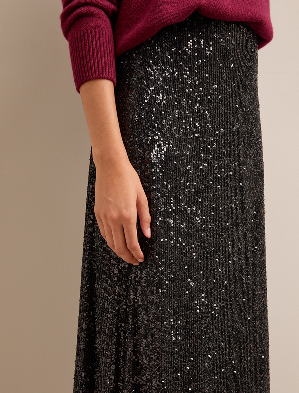 Scarlett Sequin Maxi Skirt - Black