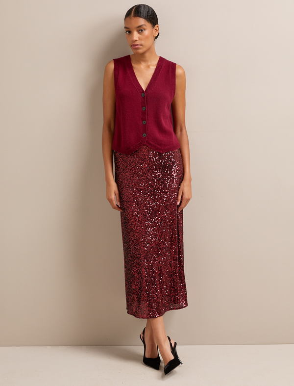 Scarlett Sequin Maxi Skirt - Burgundy