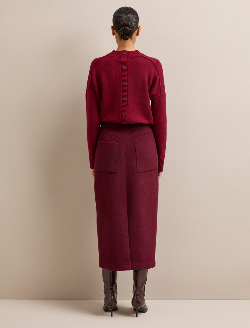 Shona Wool Skirt - Burgundy