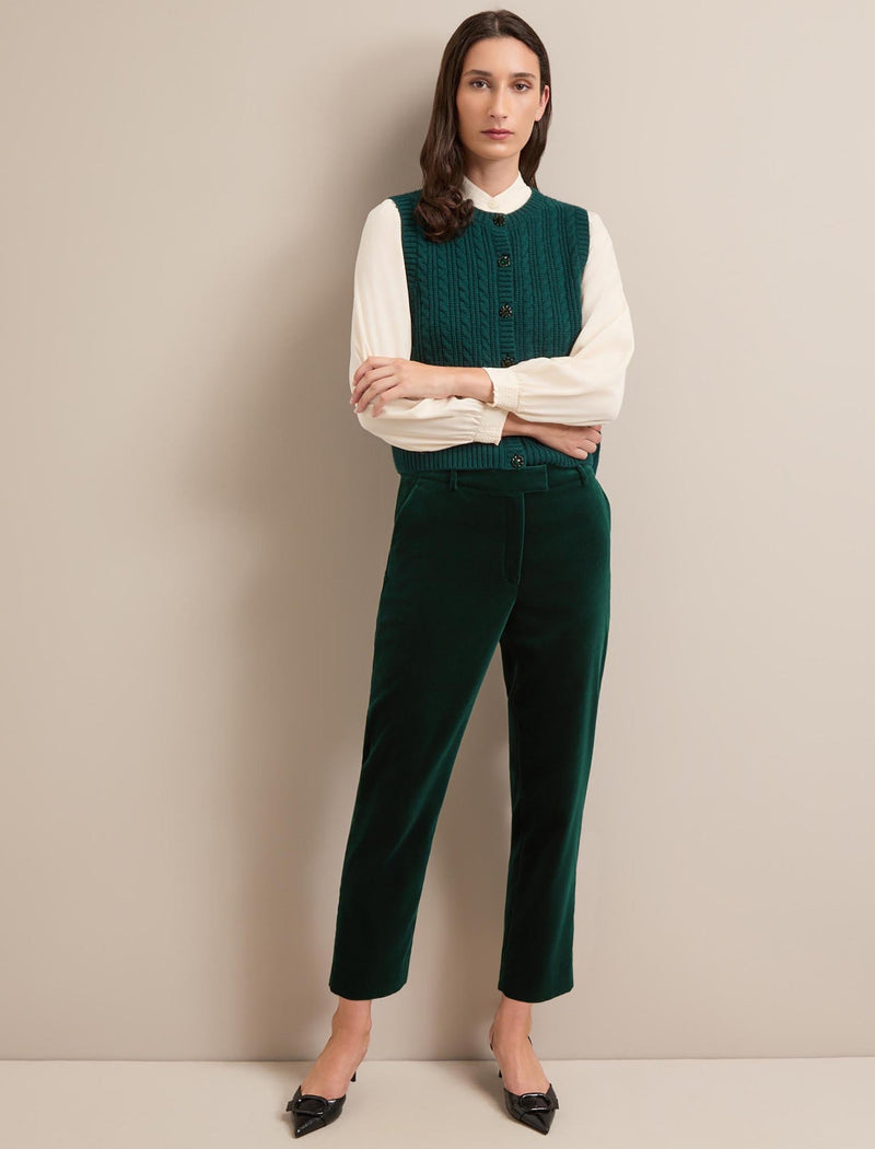 Tatum Velvet Tapered Trouser - Green