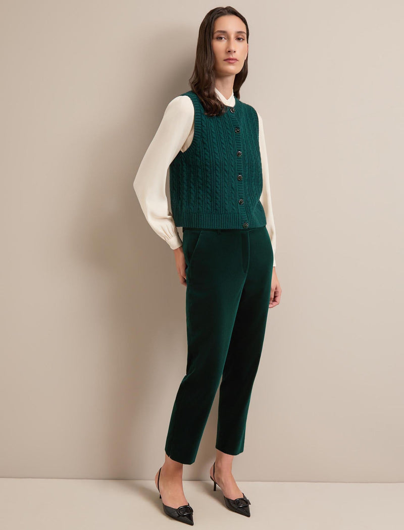 Tatum Velvet Tapered Trouser - Green