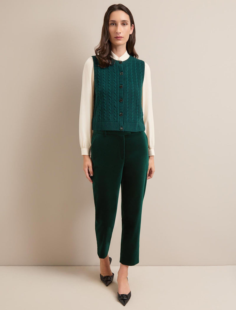 Tatum Velvet Tapered Trouser - Green