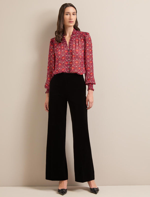 Taylor Velvet Wide Leg Trouser - Black
