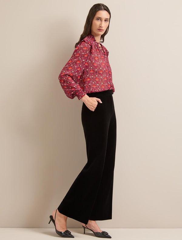 Taylor Velvet Wide Leg Trouser - Black