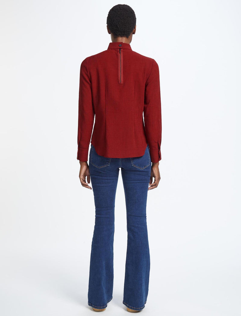 Riley Funnel Neck Blouse - Rust