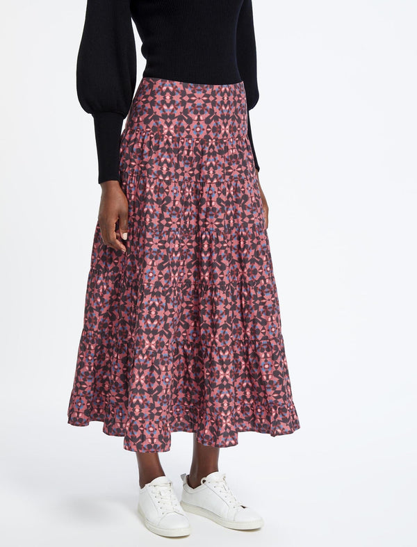 Sawyer Organic Cotton Maxi Skirt - Pink Shibori Print