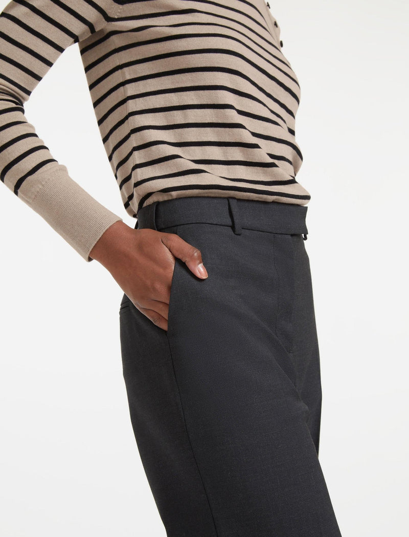 Turner Wool Crop Wide Leg Trouser - Charcoal