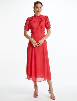 Voletta Maxi Dress- Red Moire Print