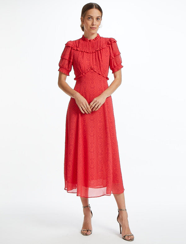 Voletta Maxi Dress- Red Moire Print