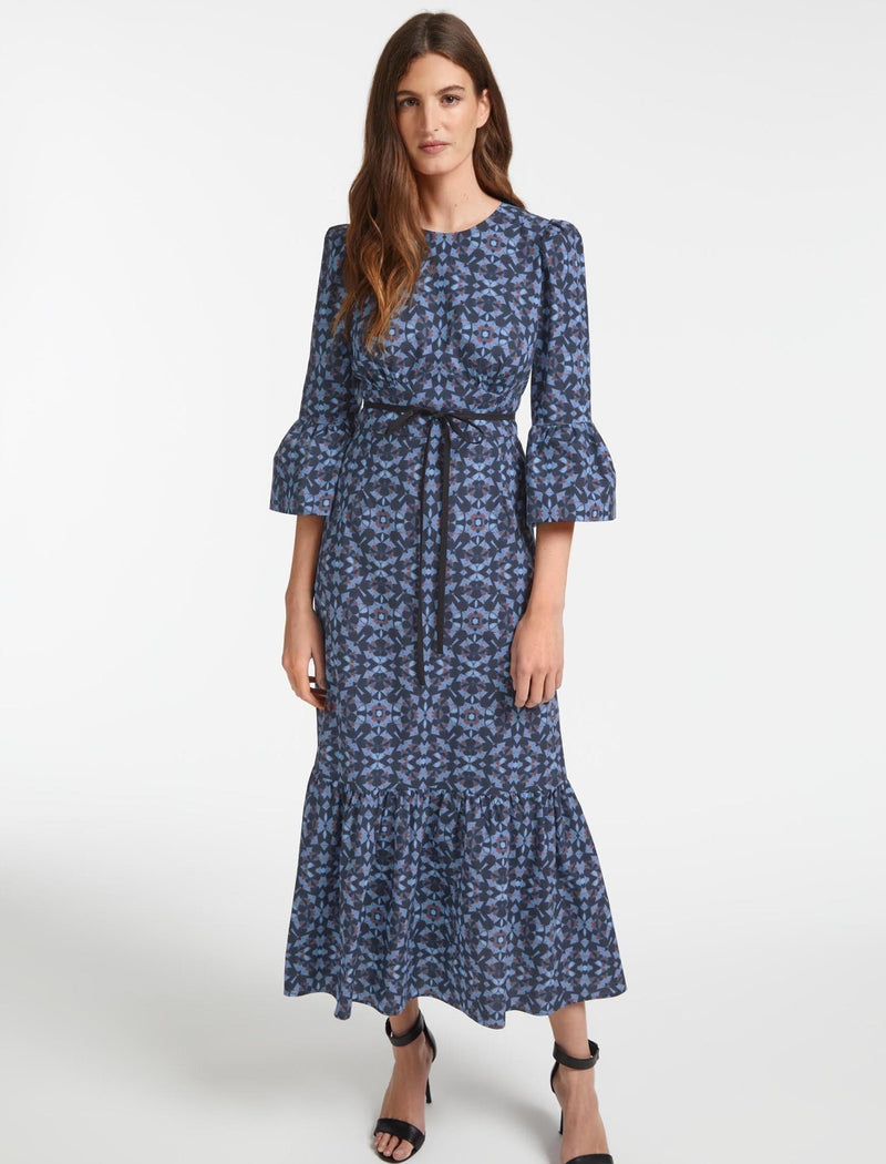 Luna Organic Cotton Maxi Dress - Blue Shibori Print